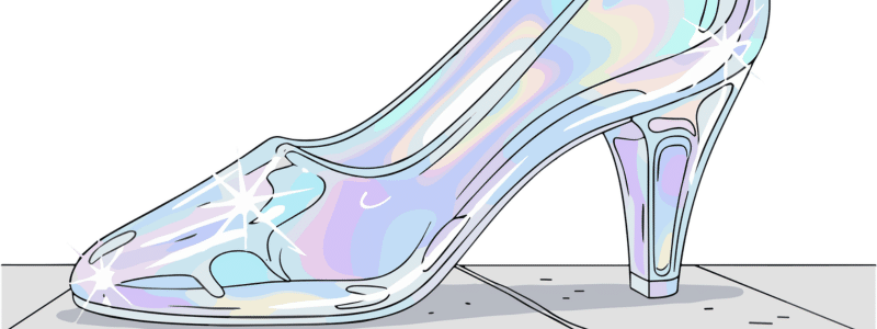 graphic of a glass slipper on concrete
