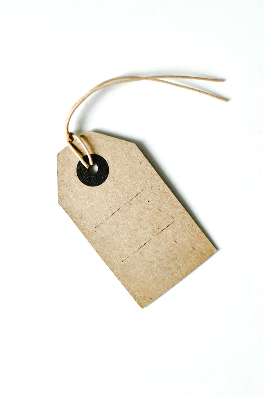 close up shot of a tag